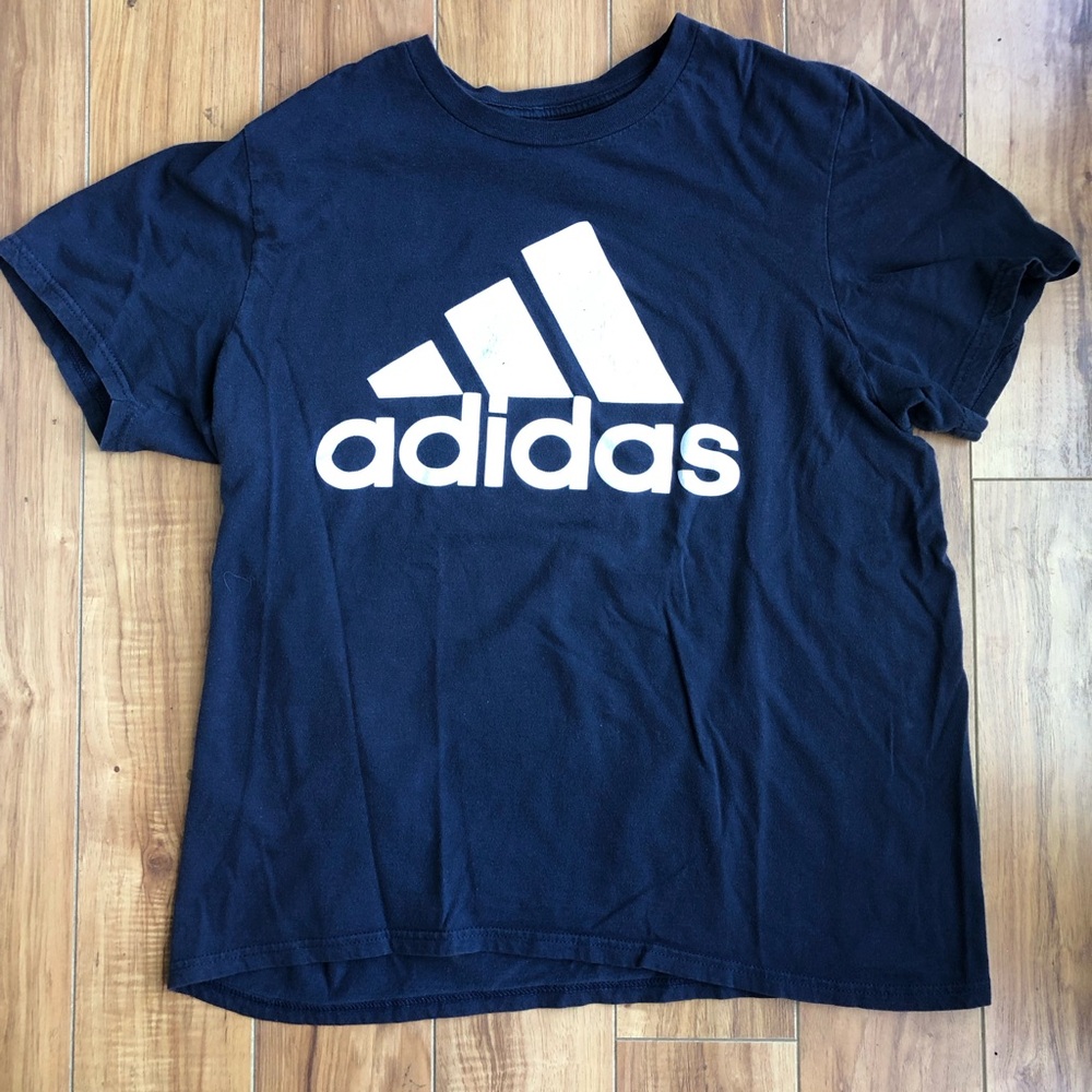Adidas Dark Blue Tee with White Logo
